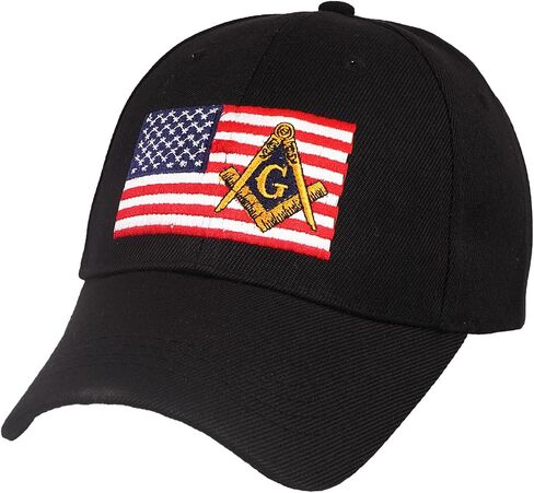 Trendy Zone 21 USA Masonic Freemason American Patch Black Cap | Adjustable Freemasons Symbol Embroidered Comfortable Perfect for Everyday Wear | Lodge Meetings, Or Casual Outings for Any Freemason in Kuwait