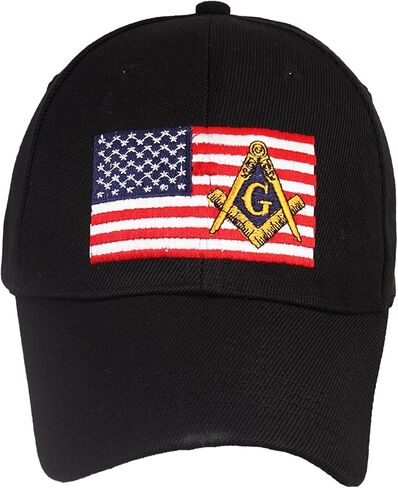 Trendy Zone 21 USA Masonic Freemason American Patch Black Cap | Adjustable Freemasons Symbol Embroidered Comfortable Perfect for Everyday Wear | Lodge Meetings, Or Casual Outings for Any Freemason in Kuwait