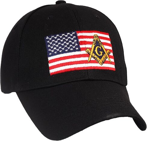 Trendy Zone 21 USA Masonic Freemason American Patch Black Cap | Adjustable Freemasons Symbol Embroidered Comfortable Perfect for Everyday Wear | Lodge Meetings, Or Casual Outings for Any Freemason in Kuwait