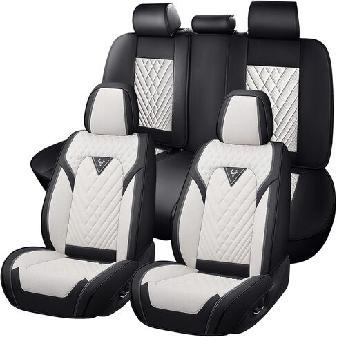 Truck Seat Covers for Ford F150 2009-2026, Waterproof Premium Leather Full Coverage Car Seat Cover, Muscle Sport Style Auto Interior Seat Cover Sets (Front Set/Gray Black) in Kuwait