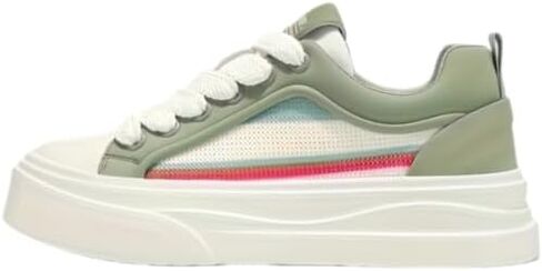 Men's Casual Sneakers with Colorful Stripes & Comfortable Thick Sole - Breathable Fabric & Synthetic Upper, Lace-Up Low Tops for All-Season Casual Attire, Outdoor in Kuwait