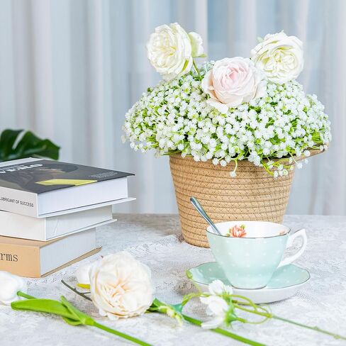 120 قطعة من الزهور الصناعية للتنفس من إمنسيا، زهور صناعية كبيرة الحجم للرضع، لمسة حقيقية من زهرة جيبسوفيلا البيضاء المزيفة للاستخدام في الهواء الطلق، وباقات الزفاف، والحفلات، وتزيين المنزل والحديقة in Kuwait