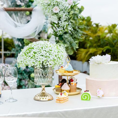 120 قطعة من الزهور الصناعية للتنفس من إمنسيا، زهور صناعية كبيرة الحجم للرضع، لمسة حقيقية من زهرة جيبسوفيلا البيضاء المزيفة للاستخدام في الهواء الطلق، وباقات الزفاف، والحفلات، وتزيين المنزل والحديقة in Kuwait