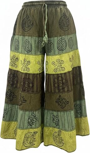 بنطال Palazzo نسائي من Ezhippie مصنوع من القطن برقعة صيفية واسعة الساق للمهرجانات in Kuwait