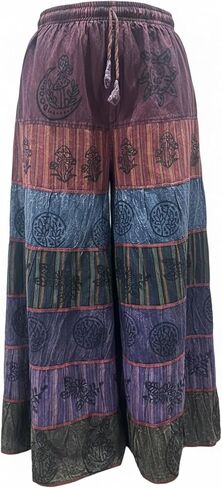 Ezhippie Women’s Boho Cotton Patchwork Summer Wide Leg Festival Palazzo Pants in Kuwait