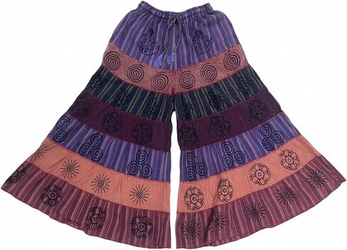 بنطال Palazzo نسائي من Ezhippie مصنوع من القطن برقعة صيفية واسعة الساق للمهرجانات in Kuwait