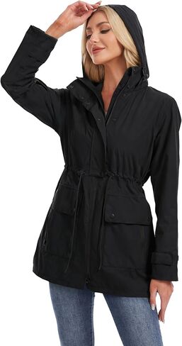 HALO RAIN Women's Waterproof Rain Jacket Long Raincoat Hooded Windbreaker Trench Coat in Saudi Arabia