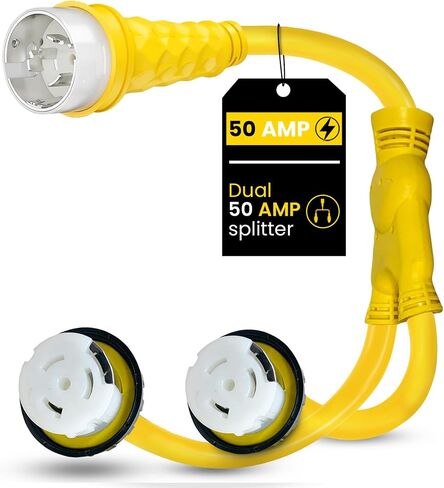 Marine & RV Cords 125/250v 50 amp Male x (2) 125/250v 50a Female Marine Y Splitter Boat Shore Power Adapter - 31525 in Kuwait