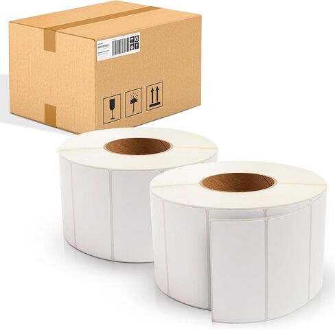 AMIFF White Thermal Labels, Direct Thermal Labels Roll 4 x 2 Inch, 10380 Count, 3 Inch Core, Polypropylene Perforated Label Stickers for Shipping and Organization, Freezer Grade Glue in Kuwait