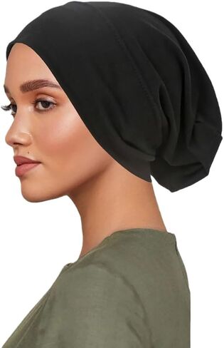 3Pcs Muslim Hijab Undercaps, Breathable Elastic Prayer Caps, Seamless Plain Color Beanie for Women, Ramadan Eid Islamic Clothing Accessories, Black White Beige in Saudi Arabia