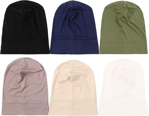 3Pcs Muslim Hijab Undercaps, Breathable Elastic Prayer Caps, Seamless Plain Color Beanie for Women, Ramadan Eid Islamic Clothing Accessories, Black White Beige in Saudi Arabia