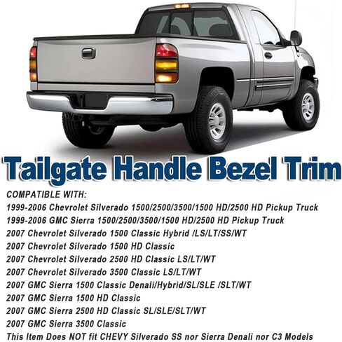 Tailgate Handle Bezel Trim Compatible with 1999 2000 2001 2002-2007 Chevy Silverado GMC Sierra 1500 2500 3500 Black Textured Replaces 15997911 15228539 15228540 GM1916102 GM15046512 in Saudi Arabia