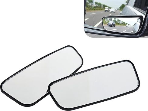 2 PCS Blind Spot Mirror, Framed Rectangular Adjustable Blind Spot Mirror, HD Glass and Convex Wide Angle Rearview Mirrors, Universal Adhesive Blindspot Mirrors for Most Cars (Black) in Kuwait