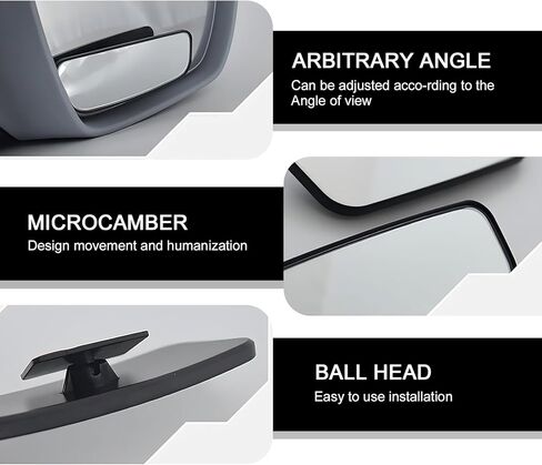 2 PCS Blind Spot Mirror, Framed Rectangular Adjustable Blind Spot Mirror, HD Glass and Convex Wide Angle Rearview Mirrors, Universal Adhesive Blindspot Mirrors for Most Cars (Black) in Kuwait