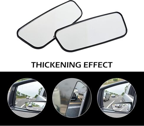 2 PCS Blind Spot Mirror, Framed Rectangular Adjustable Blind Spot Mirror, HD Glass and Convex Wide Angle Rearview Mirrors, Universal Adhesive Blindspot Mirrors for Most Cars (Black) in Kuwait