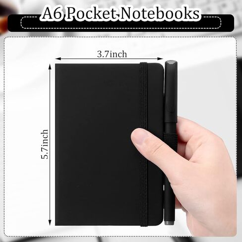 Laumoi 36 Sets Pocket Notebook Journals with Pens A6 Cute Small Journal Notebook Ruled Lined Mini Notepad Hardcover Executive Notebooks Set with Pen Holder for School Office, 3.7 x 5.7 Inch (Black) in Saudi Arabia
