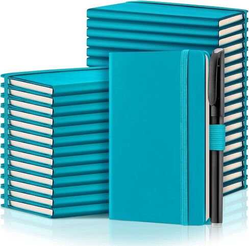 Laumoi 36 Sets Pocket Notebook Journals with Pens A6 Cute Small Journal Notebook Ruled Lined Mini Notepad Hardcover Executive Notebooks Set with Pen Holder for School Office, 3.7 x 5.7 Inch (Black) in Saudi Arabia