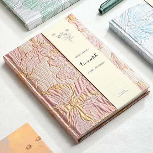 Simind جميلة مجلة الذهب زهرة غطاء من القماش دفتر لطيف دفتر مجلة الوردي للنساء غلاف الأزهار A5، 6x8 صفحات حاكمة in Kuwait