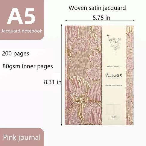 Simind جميلة مجلة الذهب زهرة غطاء من القماش دفتر لطيف دفتر مجلة الوردي للنساء غلاف الأزهار A5، 6x8 صفحات حاكمة in Kuwait