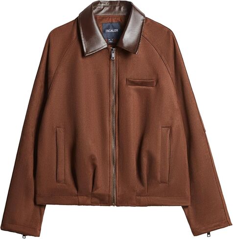 جاكيت نسائي من Moreone مصنوع من الجلد السويدي الصناعي وياقة متباينة كاجوال مع سحاب في الحظيرة معطف الخريف العصري in Kuwait