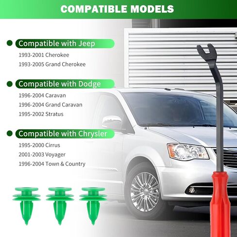 100PCS Car Door Panel Clips with Fastener Removal Tool,Car Door Clips for Doors Panels Compatible with Chrysler/Dodge,Multi-Purpose Cars Doors Panel Retainer Clip OEM#6503204 in Kuwait