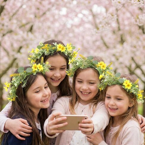 6 Pcs Spring Daisy Candle Rings Wreaths for Kitchen Cabinet Artificial Yellow Flower Mini Wreath Pillar Candle Holder for Easter Wedding Party Tabletop Centerpiece Decor in Kuwait