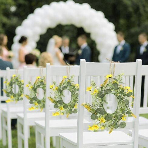 6 Pcs Spring Daisy Candle Rings Wreaths for Kitchen Cabinet Artificial Yellow Flower Mini Wreath Pillar Candle Holder for Easter Wedding Party Tabletop Centerpiece Decor in Kuwait