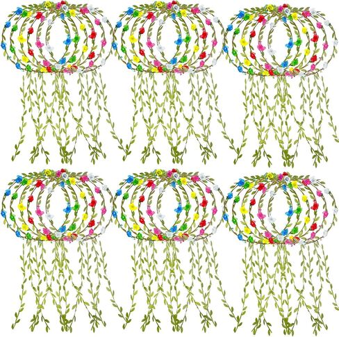 30 قطعة متنوعة من الزهور الملونة على شكل تاج بوهيمي من الزهور عصابات الرأس متعددة الألوان، عصابة رأس إكليل إكليل من الأوراق الخضراء، ديكور للنساء، لوازم حفلات الزفاف وأعياد الميلاد والحفلات الجنية in Kuwait