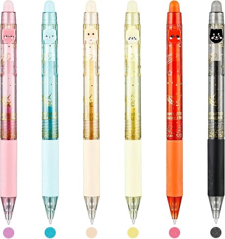 12 Colors Cute Glitter Erasable Pens, 0.5mm Fine Point Colored Retractable Gel Pens, Smooth Writing Ink Pen Marker Make Mistakes Disappear for Coloring Note-Taking Supplies in Kuwait