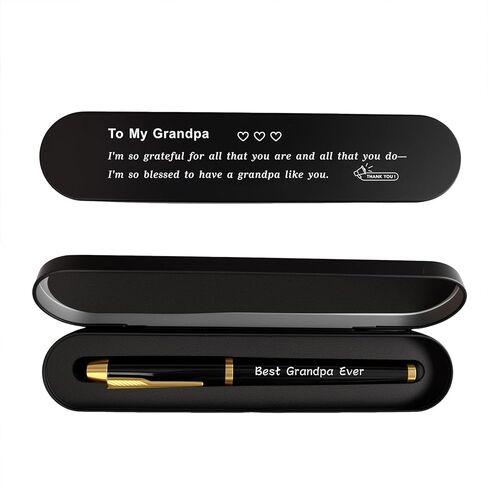 Grandpa Gifts from Grandchildren - Best Grandpa Ever Engraved Pen, Black Ink Pen Set for Grandpas Birthday, Thank You Gifts for Grandfather Christmas in Kuwait