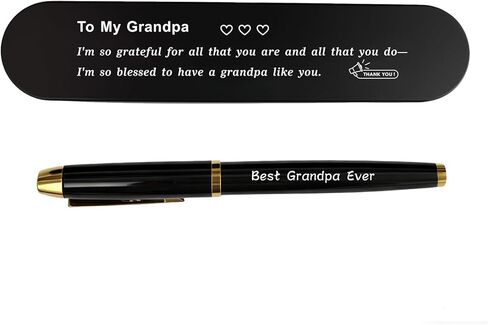Grandpa Gifts from Grandchildren - Best Grandpa Ever Engraved Pen, Black Ink Pen Set for Grandpas Birthday, Thank You Gifts for Grandfather Christmas in Kuwait