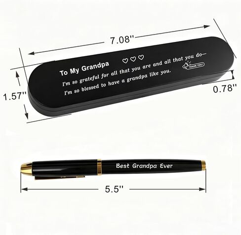 Grandpa Gifts from Grandchildren - Best Grandpa Ever Engraved Pen, Black Ink Pen Set for Grandpas Birthday, Thank You Gifts for Grandfather Christmas in Kuwait