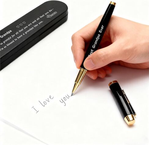 Grandpa Gifts from Grandchildren - Best Grandpa Ever Engraved Pen, Black Ink Pen Set for Grandpas Birthday, Thank You Gifts for Grandfather Christmas in Kuwait
