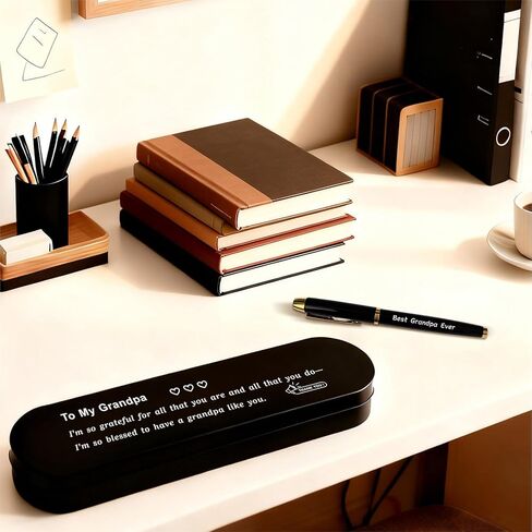 Grandpa Gifts from Grandchildren - Best Grandpa Ever Engraved Pen, Black Ink Pen Set for Grandpas Birthday, Thank You Gifts for Grandfather Christmas in Kuwait