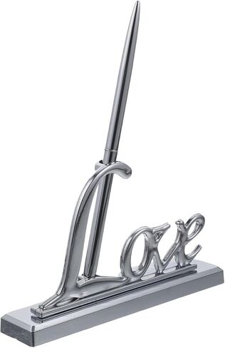 NUOBESTY Wedding Signing Pen Set with Silver Plated Love Pen Holder for Guest Book Signing Engagement and Party in Saudi Arabia