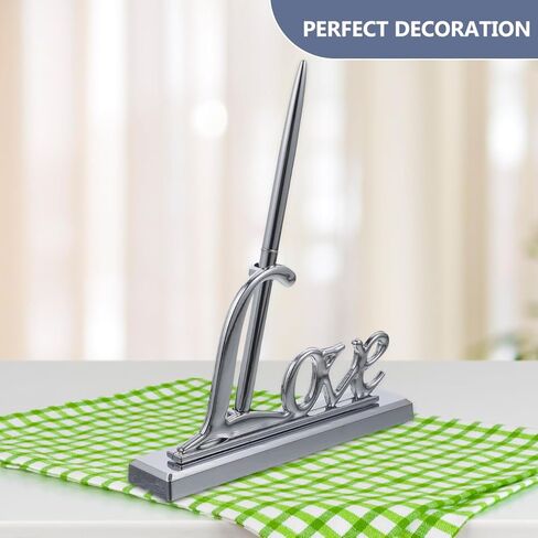NUOBESTY Wedding Signing Pen Set with Silver Plated Love Pen Holder for Guest Book Signing Engagement and Party in Saudi Arabia