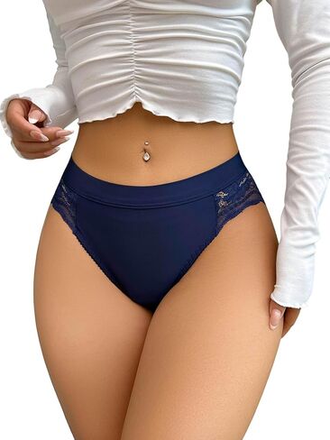 Milumia Women Sexy Lace Panty Underwear Low Rise Soft Panties Cheeky Bikini Briefs in Saudi Arabia