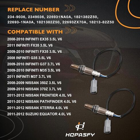 HQPASFY 2 قطعة مستشعر الأكسجين 234-9036 مستشعر O2 متوافق مع Infiniti FX35 M37 G37 M35 EX35، Nissan Frontier Pathfinder Xterra 3.5L 3.7L 4.0L V6 استبدال # 2349036 in Saudi Arabia