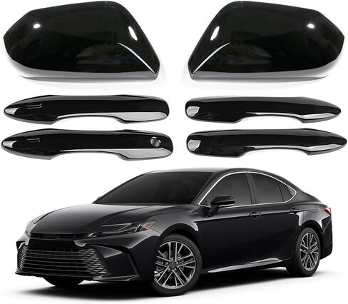 غطاء مقبض الباب سهل التركيب + أغطية مرايا الرؤية الخلفية الجانبية لسيارة Toyota Camry 2018 2019 2020 2021 2022 2023 2024 زخارف حامي الرؤية الخلفية لملحقات Camry 8th 9th Gen in Kuwait