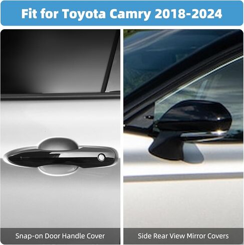 غطاء مقبض الباب سهل التركيب + أغطية مرايا الرؤية الخلفية الجانبية لسيارة Toyota Camry 2018 2019 2020 2021 2022 2023 2024 زخارف حامي الرؤية الخلفية لملحقات Camry 8th 9th Gen in Kuwait