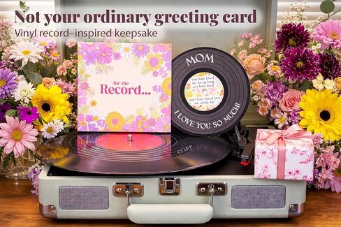 Bee! Mom Birthday Card | “For the Record" Vinyl-Inspired Card | Mothers Day Card from Daughter or Son | Perfect Pairing with Valentines Day, Birthday, or Mothers Day Gifts for Women in Kuwait