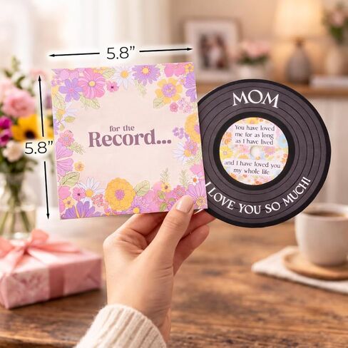 Bee! Mom Birthday Card | “For the Record" Vinyl-Inspired Card | Mothers Day Card from Daughter or Son | Perfect Pairing with Valentines Day, Birthday, or Mothers Day Gifts for Women in Kuwait