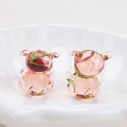 SaiDian 2Pcs Cute Hand Blown Glass Pig Figurine Miniature Crystal Pig Statues for Home Office Decor Lucky 3D Animal Ornaments for Desk Bookshelf and Collectors in Saudi Arabia