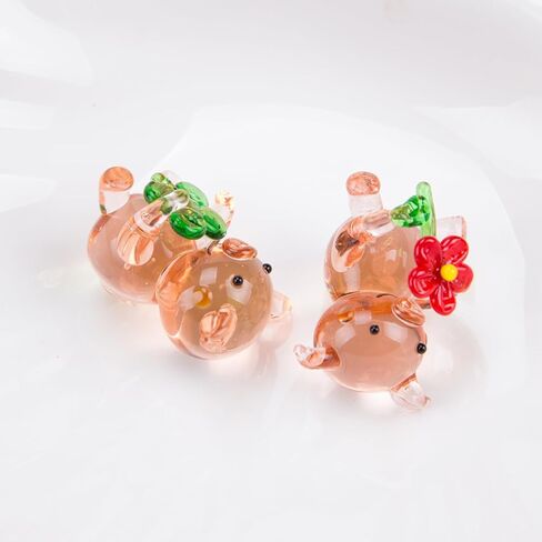SaiDian 2Pcs Cute Hand Blown Glass Pig Figurine Miniature Crystal Pig Statues for Home Office Decor Lucky 3D Animal Ornaments for Desk Bookshelf and Collectors in Saudi Arabia