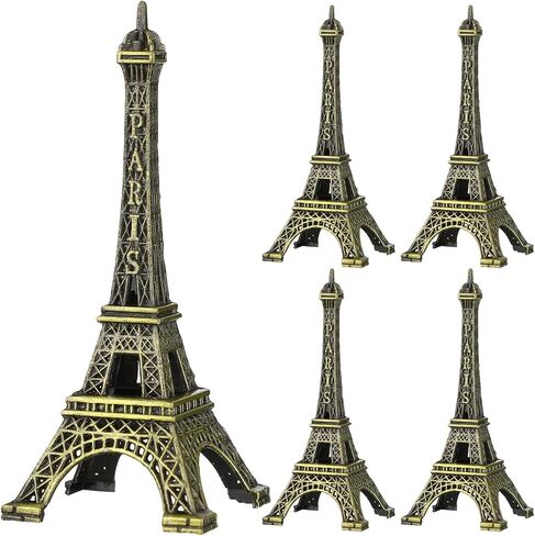5 Pieces Eiffel Tower Model Set Decorative Metal Statue with Vintage Bronze Finish 8cm Small Desktop Ornament Creative Home Office Decor in Saudi Arabia