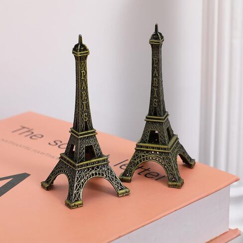 5 Pieces Eiffel Tower Model Set Decorative Metal Statue with Vintage Bronze Finish 8cm Small Desktop Ornament Creative Home Office Decor in Saudi Arabia