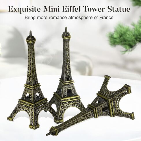 5 Pieces Eiffel Tower Model Set Decorative Metal Statue with Vintage Bronze Finish 8cm Small Desktop Ornament Creative Home Office Decor in Saudi Arabia