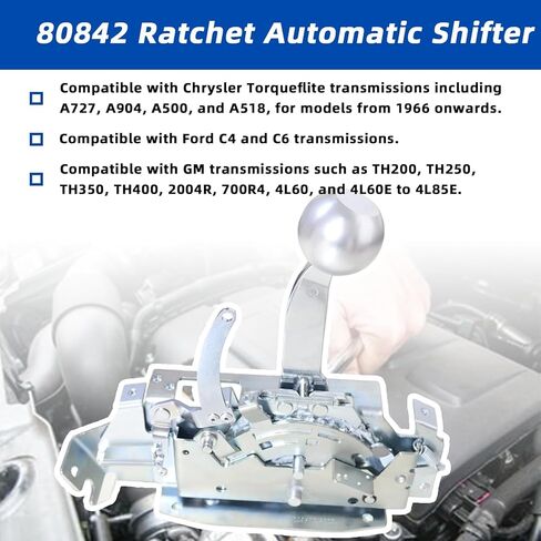 80842 Ratchet Shifter – Fits 3 & 4 Speed Transmissions, Compatible with Chrysler, Ford C4, C6, and GM TH200, TH250, TH350, TH400, 2004R, 700R4, 4L60, 4L60E to 4L85E in Kuwait