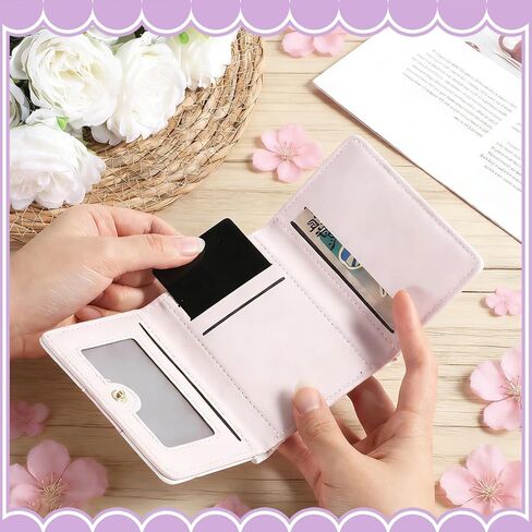Cute Wallets for Women,Floral Coquette Bow Wallet, Mini Tri-Fold Card Holder with 7 Slots, ID Window, and Cash Compartment for Women and Girls, Pink in Saudi Arabia
