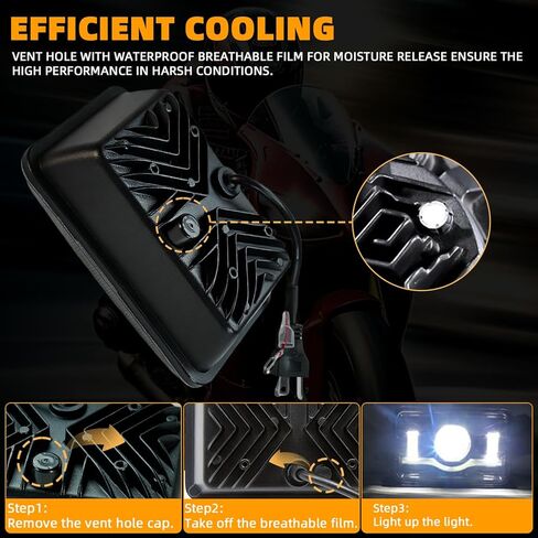 Headlights Fit for YAMAHA TW200 1987-2021,5 Inch Square 6000K Hi/Lo Beam White/Amber DRL,IP68 Waterproof,Plug & Play,DOT Approved in Kuwait